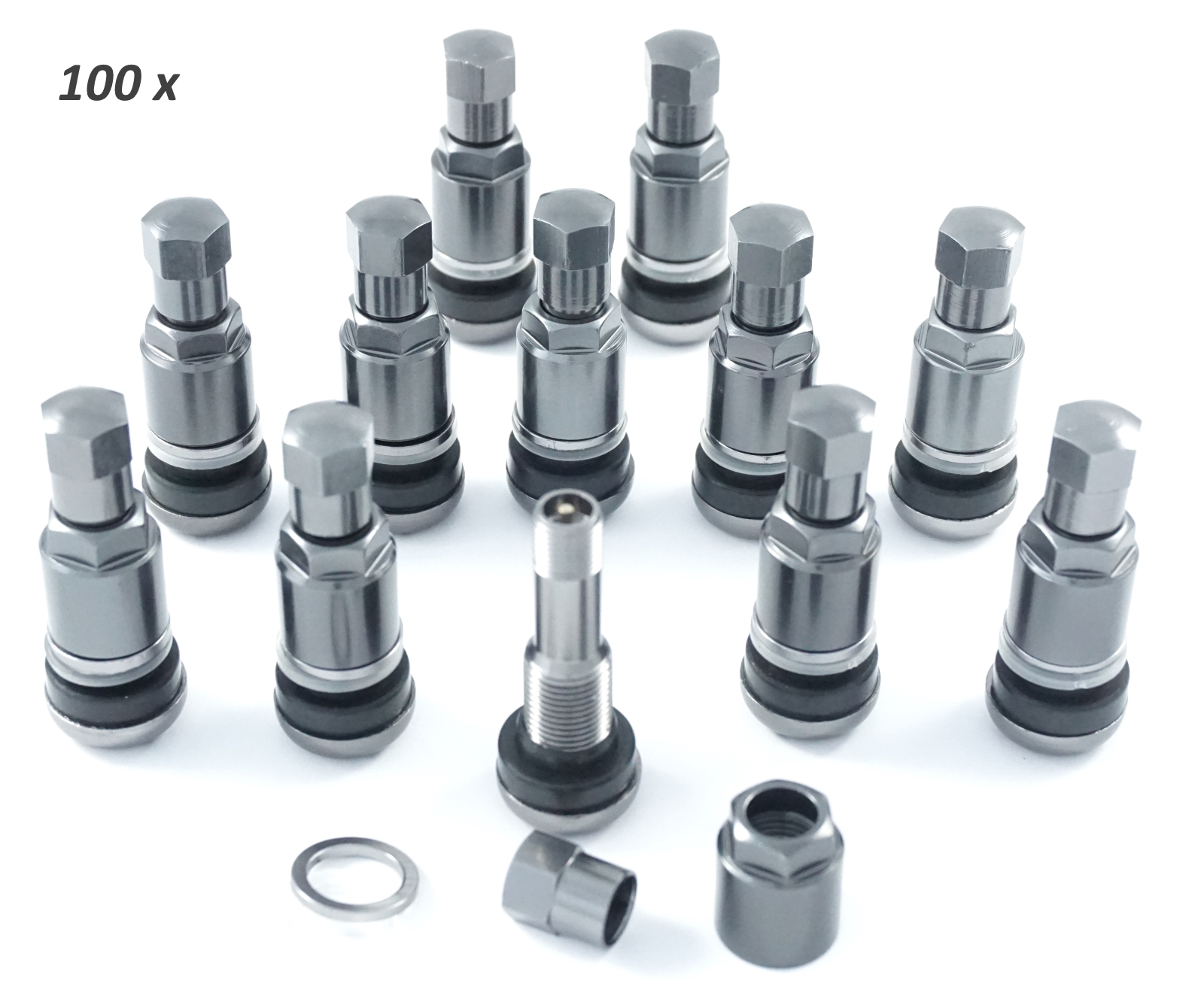 100x 11,3mm Aluventile Anthrazit Felgenventile Metallventile Leicht