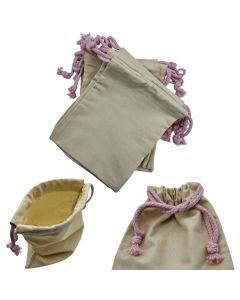 10x Stoffbeutel mit Kordelzug 21x15 cm – Vielseitige Beutel für Kosmetik, Schmuck, Reisen & Geschenke / Bolzensäcke – Beige Pink