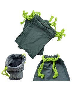 10x Stoffbeutel mit Kordelzug 21x15 cm – Vielseitige Beutel für Kosmetik, Schmuck, Reisen & Geschenke / Bolzensäcke – Grau Neongrün