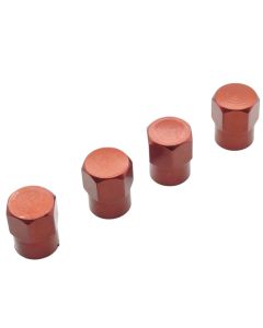 4x Rote Ventilkappen Auto & Motorrad – Metall flach mit Dichtung – Für PKW, Transporter, Fahrrad, Roller & E-Scooter