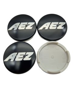 4x AEZ Nabendeckel 60 mm / 56 mm (AZC), N07 Felgendeckel Nabenkappe Radnabenkappe, Schwarz Matt, Original Felgenkappe