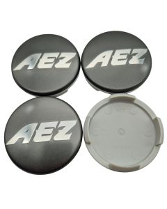 4x AEZ Nabendeckel 60 mm / 56 mm (AZD), N07 Felgendeckel Nabenkappe Radnabenkappe, Graphit Matt, Original Felgenkappe