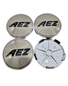 4x AEZ Nabendeckel 68 mm / 65 mm (AZE), ZT2220 Felgendeckel Nabenkappe Radnabenkappe, Silber gebürstet, Original Felgenkappe